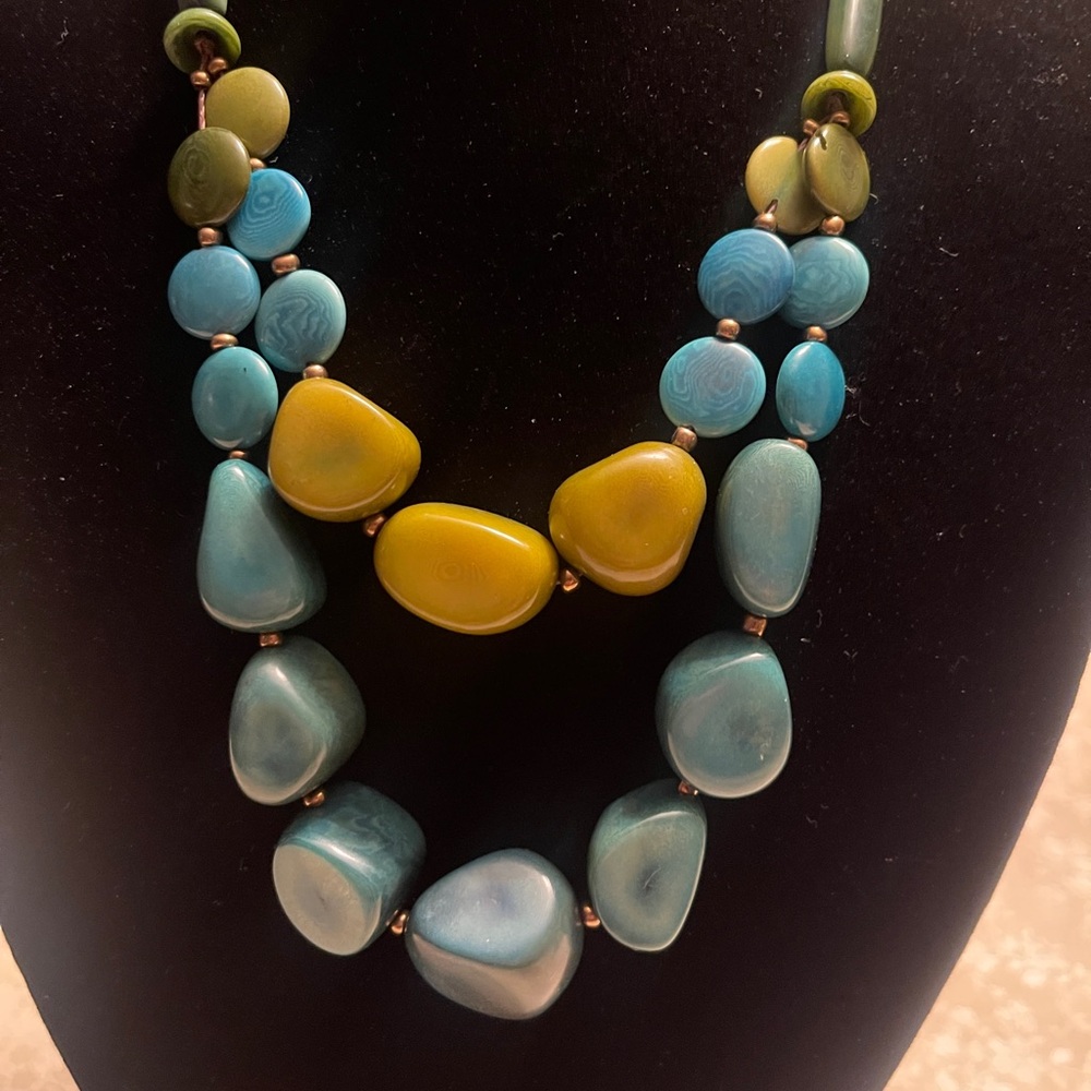 Elegant Blue and Green Beaded Necklace